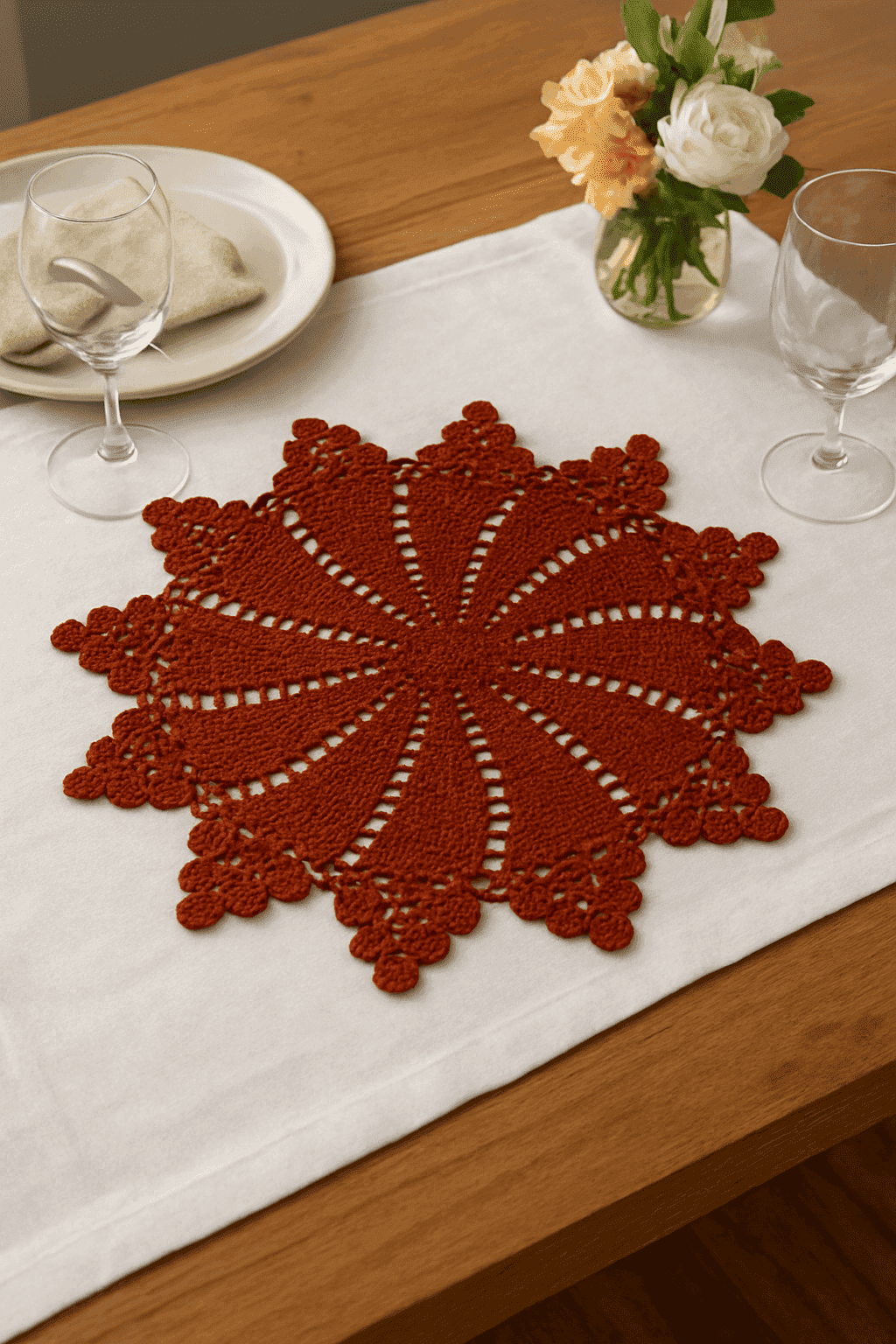 Centro de Mesa em Crochê artesanal Fio Encantado