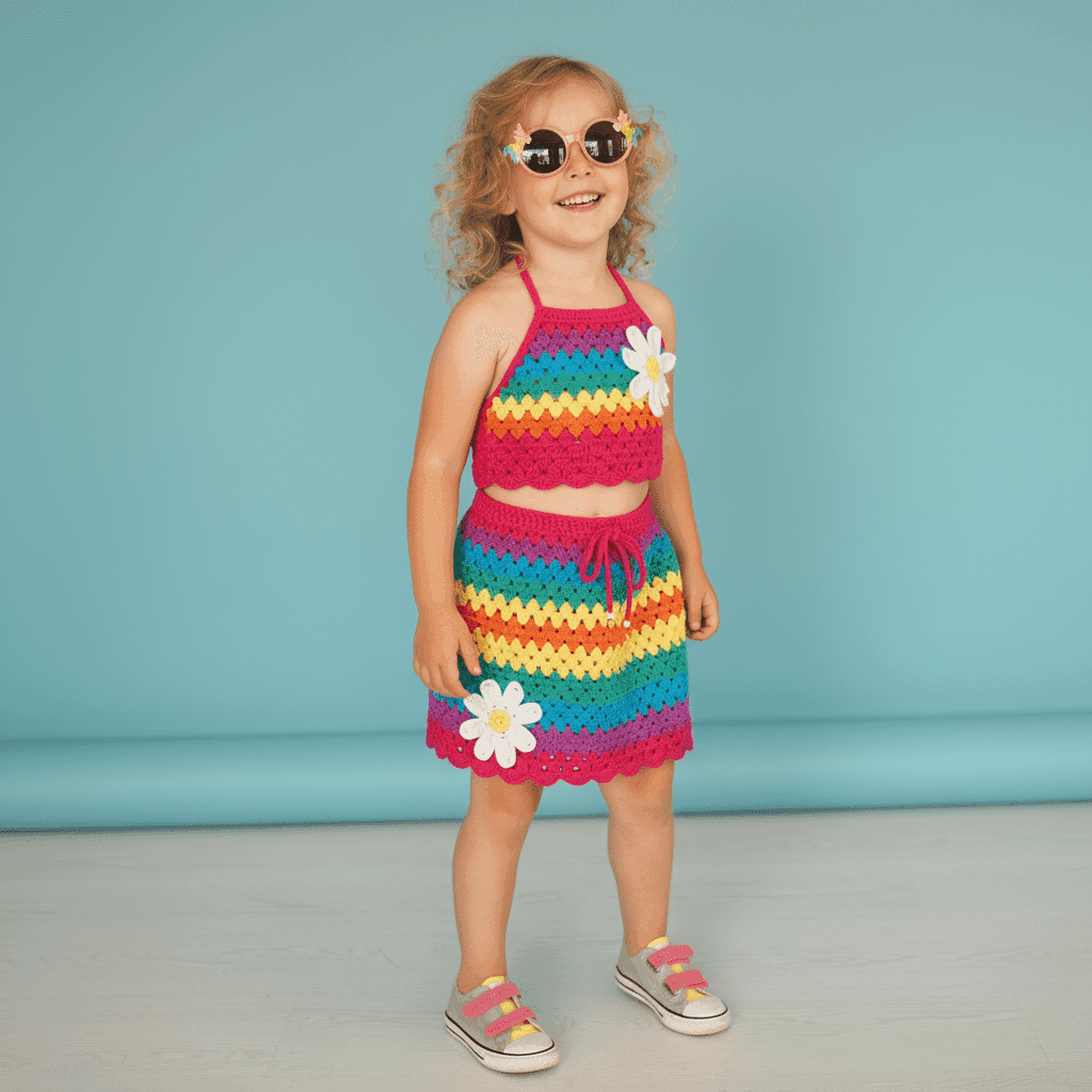 Conjuntinho Primavera Fio Encantado artesanal infantil