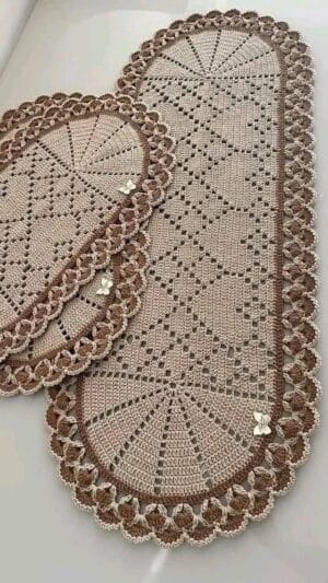 Jogo de Tapetes de Cozinha em Crochê artesanal Fio Encantado