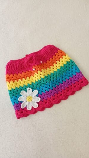 Saia Primavera Fio Encantado artesanal em crochê