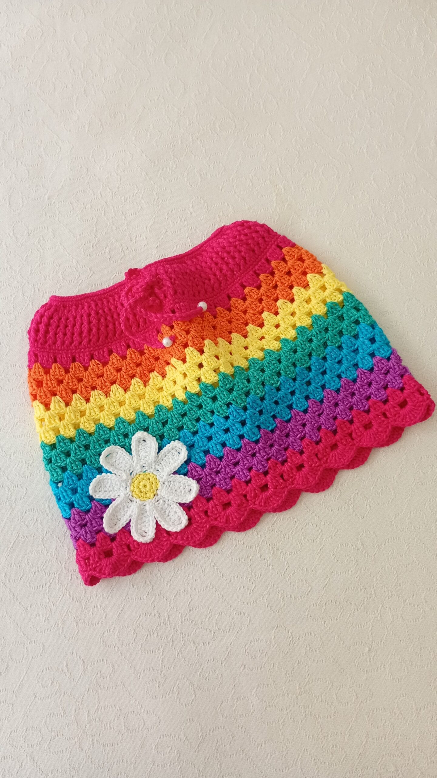 Saia Primavera Fio Encantado artesanal em crochê