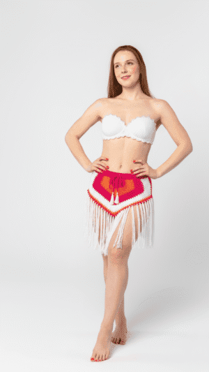 Saia Flor de Verão de Crochê artesanal Fio Encantado