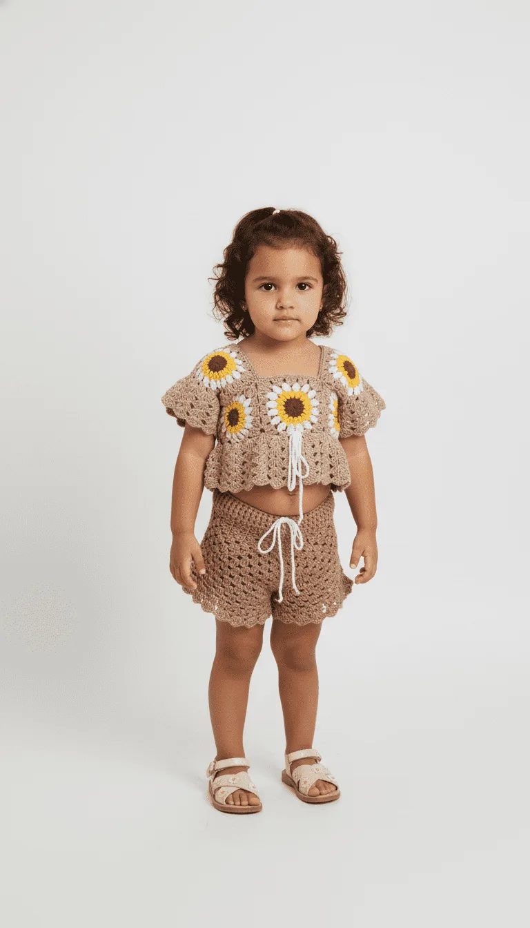 Batinha Infantil Girassol de Crochê feita à mão – Fio Encantado
